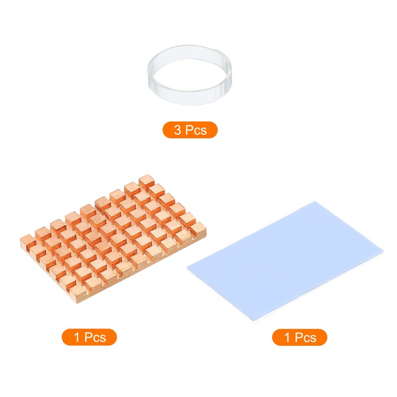sourcing map Copper Heatsink with Conductive Thermal Pads for Solid