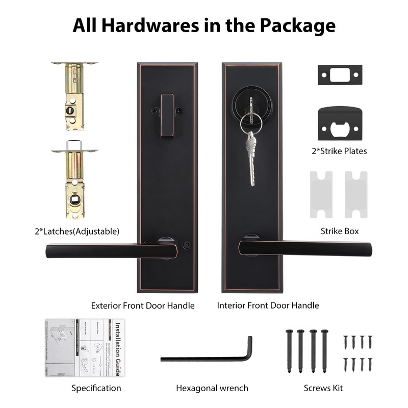 Haidms Oil Rubbed Bronze Front Door Handle Set, Entry Door