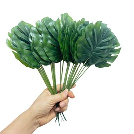 24 Pieces Mini Artificial Palm Leaves,11" Artificial Leaves for Decoration,Center Pieces Decoration for Table Party,Leaves Wall Decor for Wedding Shower Decorations (Green)