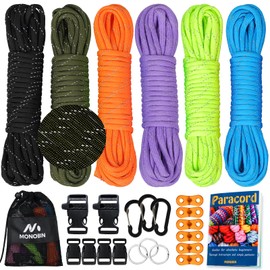 MONOBIN Reflective Paracord Kit for Bracelets Making，6 Colors 20 Feet Reflective Paracord Bulk Combo Crafting Kit for Making Lanyard, Dog Collar, Idea for Gift (Reflective, 20ft per Color)