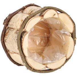 KOTARBAU® Round Birch Wood Flower Pot Planter for Flowers 16 x 16 x 12 cm