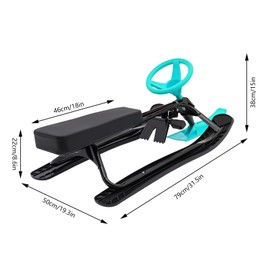 Snow Racer Sled with Steering Wheel and Brakes, Durable Steel Frame, Downhill Steerable Sled for 220 LBS Kids, Teenagers, Adults (Green)