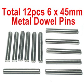 ZDingTech 12pcs 6mm x 45mm Dowel Pins Metal Dowel pins M6 6mm Shelf Pegs,Support Shelves,6mm x 45mm Metal Rod.304 Stainless Steel Wood Bunk Bed pegs