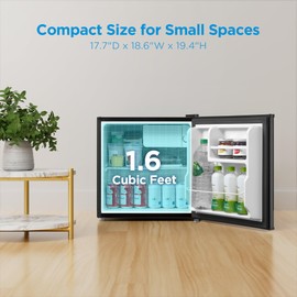 Midea WHS-65LB1 Compact Single Reversible Door Refrigerator, 1.6 Cubic Feet(0.045 Cubic Meter), Black