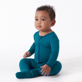 Gerber Pijama unisex suave y cómodo con pies y viscosa hecha de eucalipto, Verde azulado (Ocean Teal), 12 meses