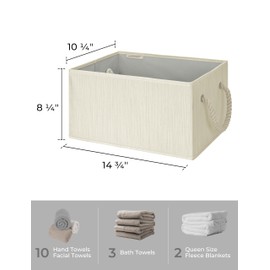 StorageWorks StorageWorks Storage Baskets for Shelves, Foldable Fabric Closet Storage Bins with Handles, Fabric Storage Bins Clothes Organizer, Beige, White & Ivory, 3-Pack, Medium