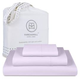 Threadmill Cotton Twin Sheets Set, 5 Star Hotel Quality Bed Sheets, 100% Cotton Sheets, 500 Thread Count, Deep Pocket, Snug Fit for Twin Mattress, Soft & Crisp 3 Piece Sheet Set, Lilac