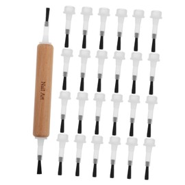 Minkissy Dual Head Nail Liner Kit Professional Nail Art Set with Wooden Handle Replacement Brush Head