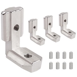 Yeepeo 4 × T-Nut Inner Angle 4040 M6 Corner Connector, Aluminium Profile Groove 8 T Slot 90° L-Shape Zinc Alloy Inner Corner Connector with Screws T Slot Nut External Angle Angle for Aluminium Profile
