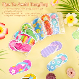 Cindeer 12 Pieces Flip Flop Decorations Summer Party Hanging Banner Flip Flop Hanging Garland Banner Summer Slippers Beach Pool Party Garland for Hawaiian Birthday Baby Shower Supplies