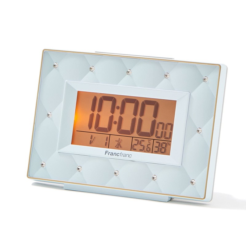 Francfranc Avisco Radio Digital Clock, Blue, Table Clock, Sparkle, Compact,