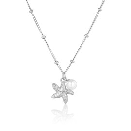 MILAKOO Summer Layering Necklace for Women Starfish & Pearl Pendant Bohemian Jewelry for Beach Outings & Casual Styling
