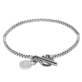 Lion Heart LH-1 Men's Chain Bracelet, Slim Design, Surgical Stainless Steel, Hypoallergenic, Pouch Included