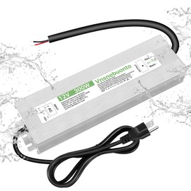 12V Power Supply 300W, 90-130V AC to 12V DC 25A Converter, IP67 Waterproof LED Driver, 12 Volt Low Voltage Transformer, Adapter with 3 Pin Plug for LED Light, Outdoor Indoor Use