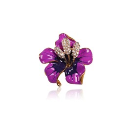 Flower Brooches and Pins for Women Rhinestone Floral Brooch Flower Lily Brooch Floral Crystal Pins Brooches Purple Enamel Brooch Birthday Jewelry for Women