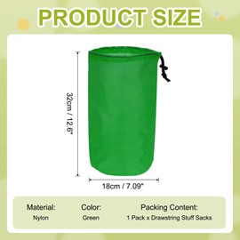 YELARXI Stuff Sack, Nylon Waterproof Storage Sacks Portable Drawstring Dry Stuff Bag Gear Organization with Toggle, 7x13Inch Fit for Backpacking Camping Traveling Hiking(Green)