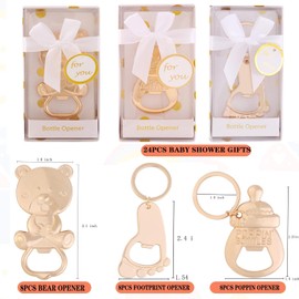 24PCS Poppin Keychain Baby Openers for Baby Shower Party Favors Return Gifts for Guests,Baby Shower Games or Baby Birthday Prizes Gender Reveal Souvenirs (Multi-White)