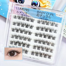 LUMERIS Ultra Natural Eyelash Set, Ultra Thin Hair, 0.05 mm, Separate, DIY, Natural and Full Volume, Easy to Wear, Lightweight, Long Lasting, Perfect for Daily Use! 60 Bundles of Partial Eyelashes |