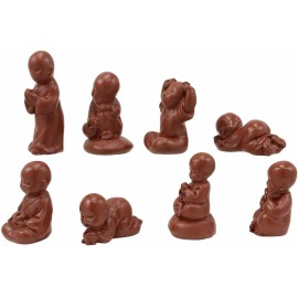 Ebros Mini Hotei Jizo Buddha Monks in Multiple Poses Miniature Figurine Set of 8
