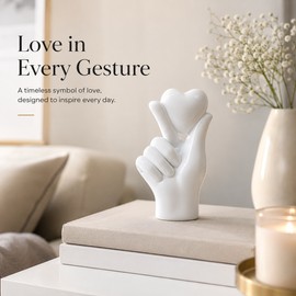Modern Hand Gesture Resin Figurine for Home Decor – Minimalist Heart Sculpture for Shelves, Desks & Romantic Gifts