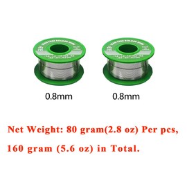 Necygoo Solder Wire Lead Free 2 PCS 100g 0.8mm Contain Rosin Core Sn99.3 Cu0.7 Tin Wire for Electrical Soldering (200g in Total)