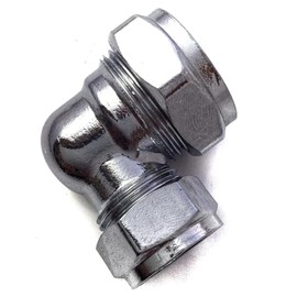 Pack of 2-22mm x 15mm Compression Chrome Plated Reducing Elbow (Known as Plumbing Fittings/Chrome Compression Elbow/Chrome Pipe Fittings/Chrome Elbow/reducing Elbow)