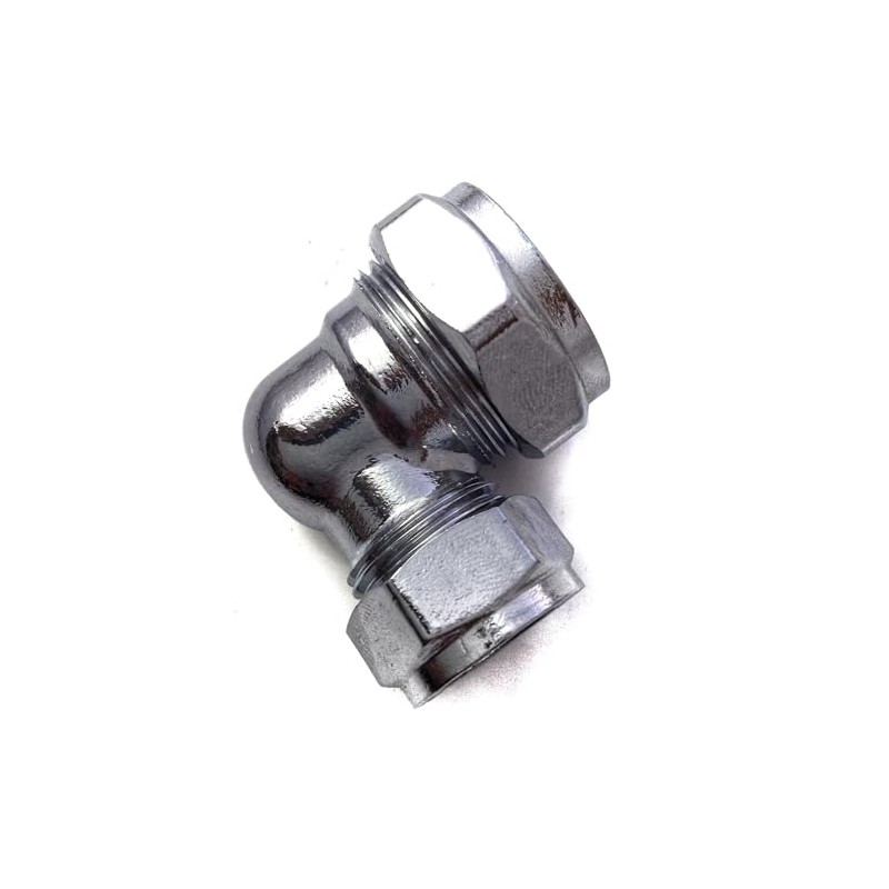 Pack of 2-22mm x 15mm Compression Chrome Plated Reducing Elbow