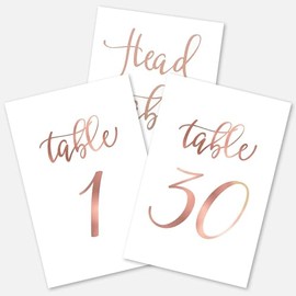 SHIDOW Rose Gold Table Numbers for Wedding Reception, Rose Gold Table Number Cards, for Weddings, Bar Mitzvah, Quinceanera Decorations, Restaurant, 4x6 inch Double Sided