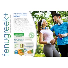 VH Nutrition Fenugreek+ | 1400mg Extra Strength Fenugreek Capsules | Hormonal Balance and Energy Support Supplement for Men & Women | 60 Gluten-Free Capsules