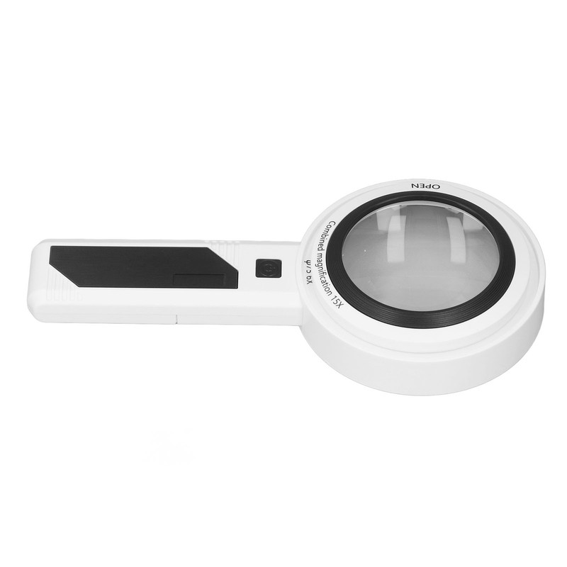 Reading Magnifying Glass 15X Magnification 3 Colors Adjustable LED Illuminated