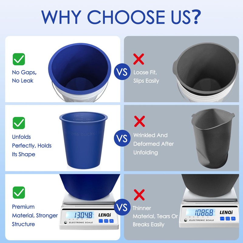 5 Gallon Bucket Liner Reusable Rubber Liner for Concrete Thinset