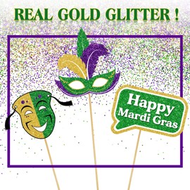 31 Pieces Mardi Gras Photo Booth Props Masquerade Party Photo Booth Props for Mardi Gras New Orleans Party Decorations Masquerade Costume Party Accessories Funny Selfie Photography