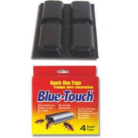 Blue Touch Roach Glue Traps, Non-Toxic and Pesticide Free (16-Traps,4-Pack) (RED)