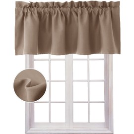 Hiasan Valance Curtains for Kitchen Blackout Thermal Insulated Solid Window Curtain Valance, Cappuccino, 42 x 18 Inches, 1 Panel