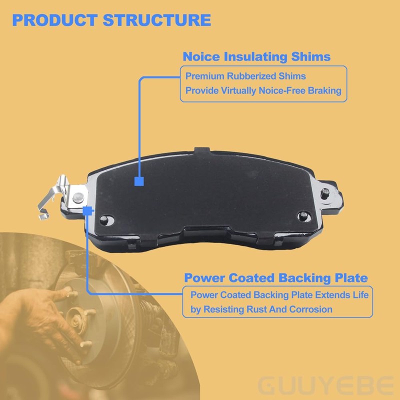 Front Brake Pads Kit,For Nissan 2013-2025 Altima and 2014-2018 Leaf,1650