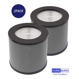 PUREBURG TT-AP006 True HEPA Replacement Filter Compatible with TaoTronics TT-AP006 Air Purifier,H13 3-Stage Filtration Activated Carbon Air Clean Dust VOCs Odor PM2.5,2-Pack