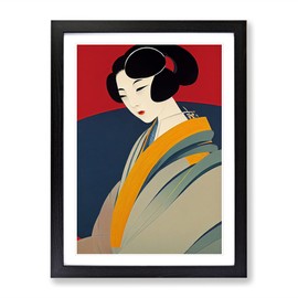 Artful Geisha No.4 Framed Print for Living Room Bedroom Home Office Décor, Wall Art Picture Ready to Hang, Black A4 Frame (34 x 25 cm)