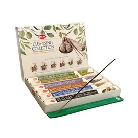 HEM Cleansing Collection - 6 White Sage Incense Mixes: Blue Sage, Lavender, Holy Grass, Black Sage, Eucalyptus, Royal Sage - Includes Rod Holder