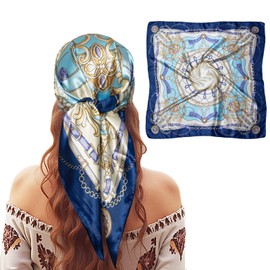 Dresyu 35" Square Silk Like Head Scarf Bandanas for Women Satin Scarves for Hair Wrapping and Sleeping at Night