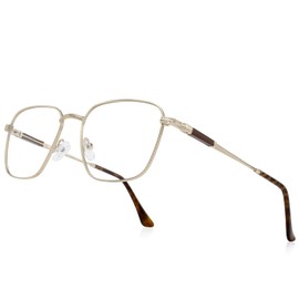RB.Pilot Classic Square Reading Glasses for Men Women Light Blocking Computer Readers Spring Hinge Metal Frame Acetate Legs