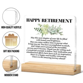 Retirement Gifts for Women, Appreciation Retired Gifts for Coworker Boss Friends Mom Grandma, Happy Retirement Acrylic Sign Home Desk Decor
