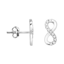 SOFIA MILANI - Women's Earrings 925 Silver - with Zirconia Stones - Infinity Stud Earrings - 20204, Sterling Silver, Cubic Zirconia