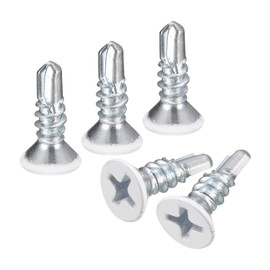 uxcell #8 x 1/2" White Screws Self Drilling Screws, 20pcs Flat Head Phillips Sheet Metal Screw Wood to Metal Screws