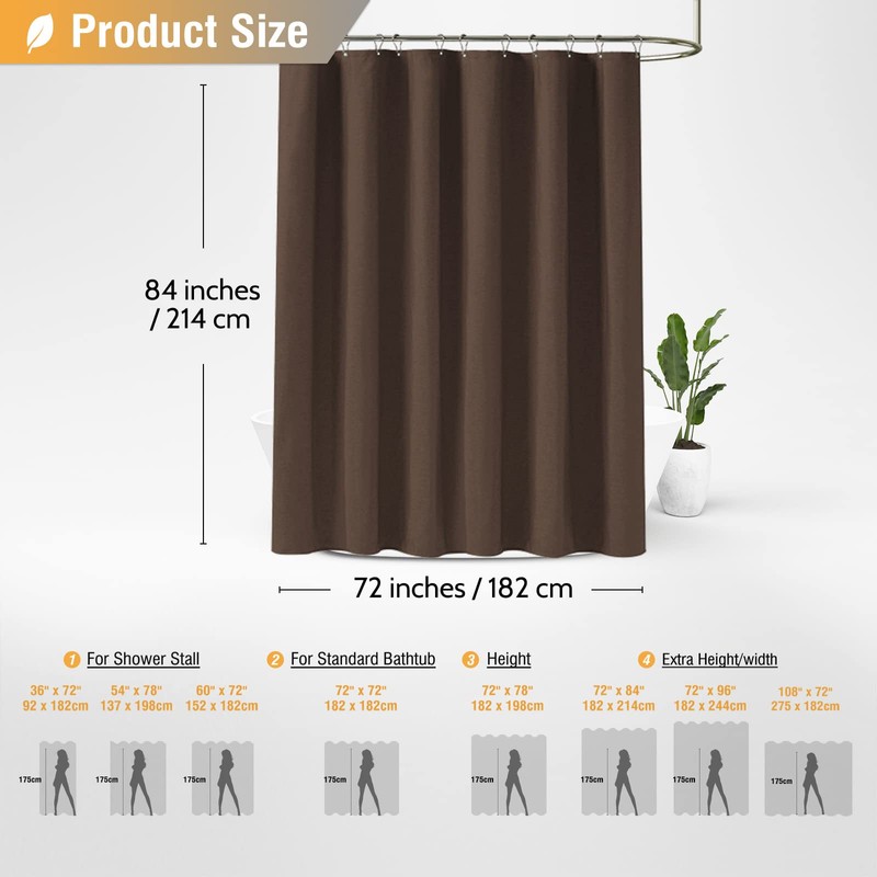 BTTN Extra Long Shower Curtain - 72x84 Inches Long Linen