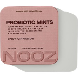 NOOZ Probiotic Mints - Gut & Oral Health Support - Spicy Cinnamon | Boosts Immunity & Digestion, Freshens Breath - Sugar-Free, No Aspartame - Daily Wellness Support for Busy Lives, 25 Mints