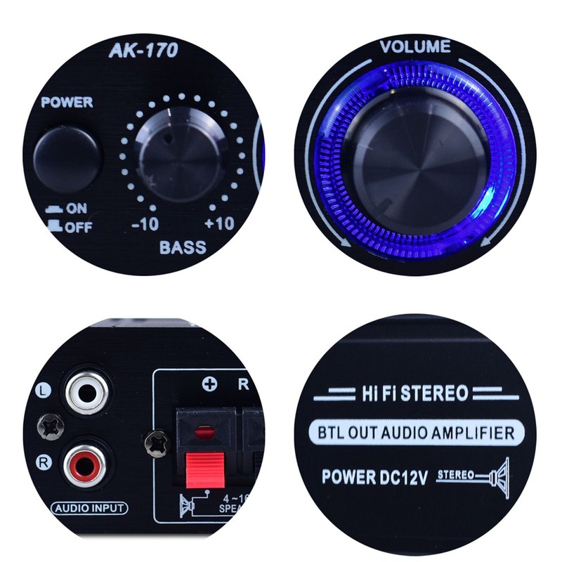 AK170 Mini Audio Power Amplifier Portable Sound Amplifier Speaker Amp