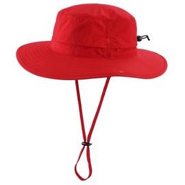 Decentron Unisex UPF 50+ Sun Protection Hat Breathable Fishing Hiking Hat Outdoor Cowboy Hat Red