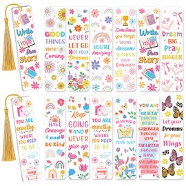 AFRITEE UV DTF Bookmark Wraps - 24 Sheets Mental Health Inspirational Quotes Acrylic Bookmark Blanks Uvdtf Decals, Flowers Butterflies Transfer Sticker Bookmark Double Sided Decal Crafts Decorations