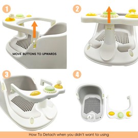 Makkss Baby Bath Seat 6 Months + Toddler Bath Seat with Toys, Water Jug & 360° Bath Seat Support | Non-Slip Baby Bathtub Seat