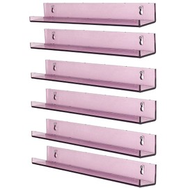 Sooyee Book Shelves,15 Inch Wall Shelves Floating Shelf,Small Bookshelf for Kids Room,Hanging Shelves for Wall Storage,Toy Picture Ledge Display Shelf,6 Pack,Violet